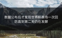 数据公布后才发现世界杯赛场一次回防直到第二天仍在发酵